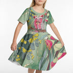 Australia Galah Birds Couple Christmas Kid Short Sleeve Dress Mint Glaze