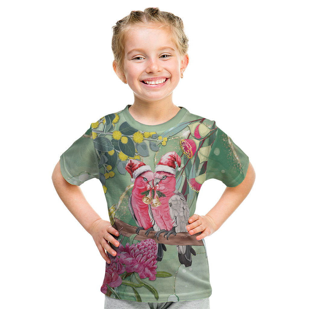 Australia Galah Birds Couple Christmas Kid T Shirt Mint Glaze