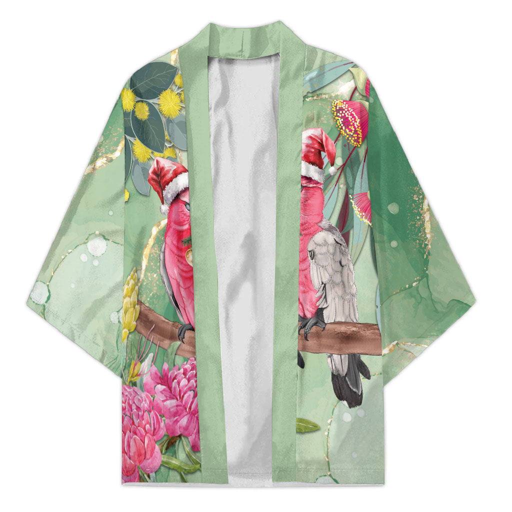 Australia Galah Birds Couple Christmas Kimono Mint Glaze