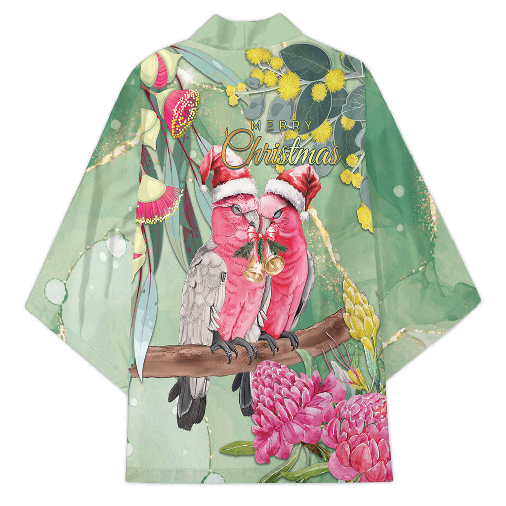 Australia Galah Birds Couple Christmas Kimono Mint Glaze