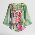 Australia Galah Birds Couple Christmas Kimono Sleeve Blouse Mint Glaze