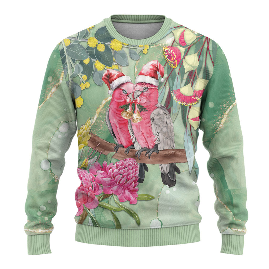 Australia Galah Birds Couple Christmas Ugly Christmas Sweater Mint Glaze