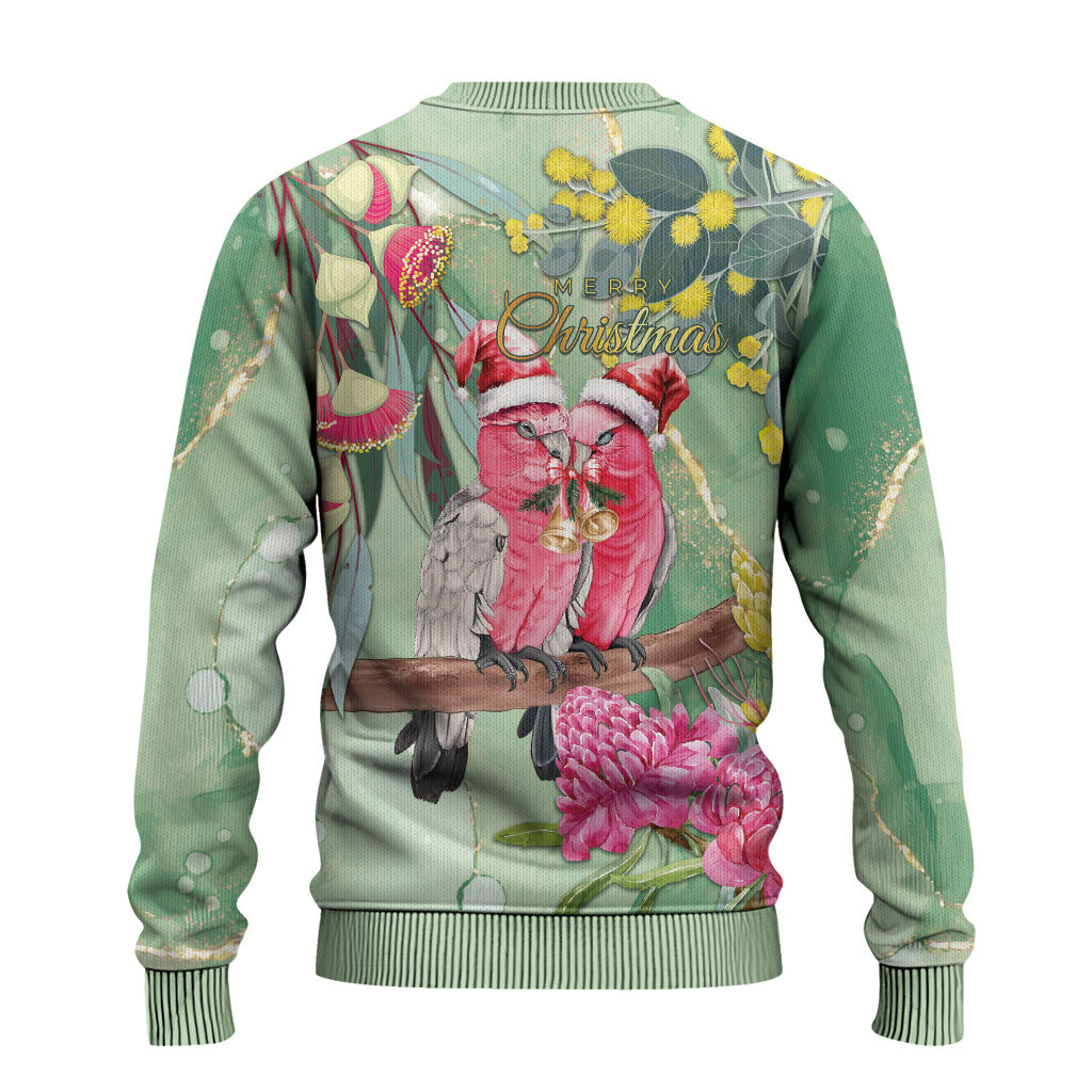 Australia Galah Birds Couple Christmas Ugly Christmas Sweater Mint Glaze