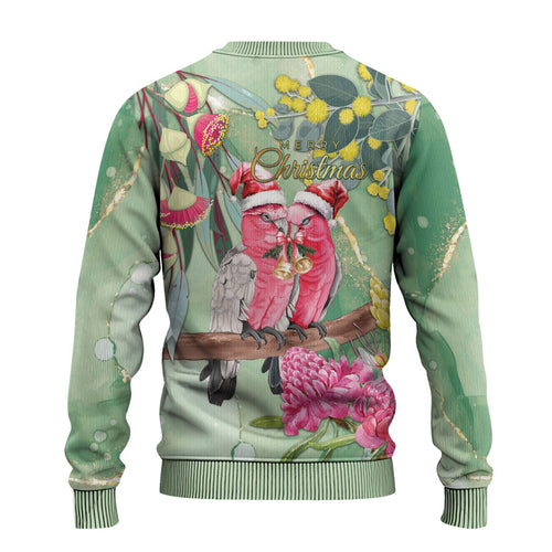 Australia Galah Birds Couple Christmas Ugly Christmas Sweater Mint Glaze