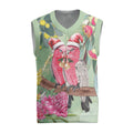 Australia Galah Birds Couple Christmas Knitted V-Neck Vest Mint Glaze