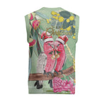 Australia Galah Birds Couple Christmas Knitted V-Neck Vest Mint Glaze