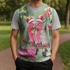 Australia Galah Birds Couple Christmas Knitted V-Neck Vest Mint Glaze
