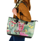 Australia Galah Birds Couple Christmas Leather Tote Bag Mint Glaze