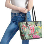 Australia Galah Birds Couple Christmas Leather Tote Bag Mint Glaze