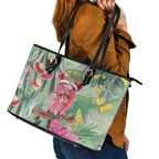 Australia Galah Birds Couple Christmas Leather Tote Bag Mint Glaze