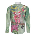 Australia Galah Birds Couple Christmas Long Sleeve Button Shirt Mint Glaze