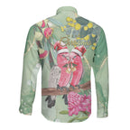 Australia Galah Birds Couple Christmas Long Sleeve Button Shirt Mint Glaze