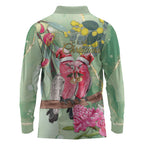 Australia Galah Birds Couple Christmas Long Sleeve Polo Shirt Mint Glaze