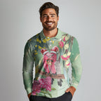 Australia Galah Birds Couple Christmas Long Sleeve Polo Shirt Mint Glaze