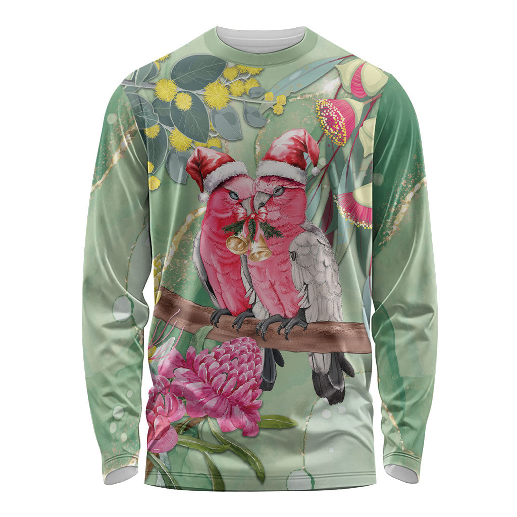 Australia Galah Birds Couple Christmas Long Sleeve Shirt Mint Glaze