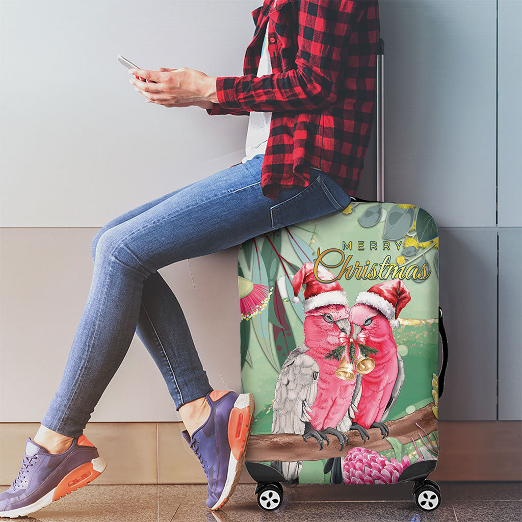 Australia Galah Birds Couple Christmas Luggage Cover Mint Glaze