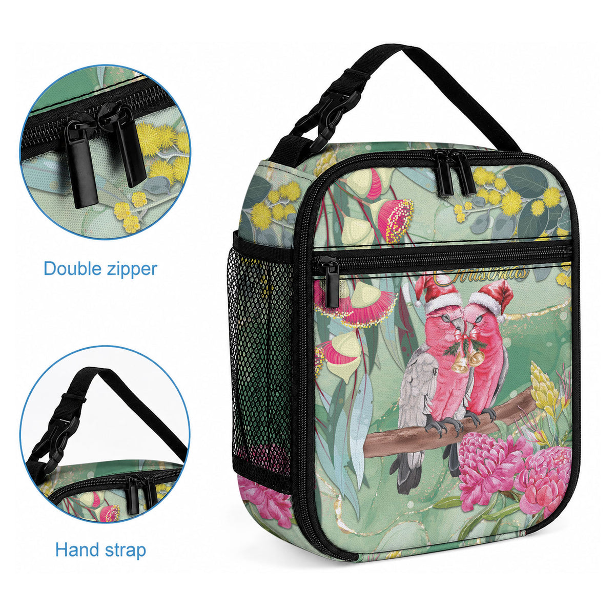 Australia Galah Birds Couple Christmas Lunch Bag Mint Glaze