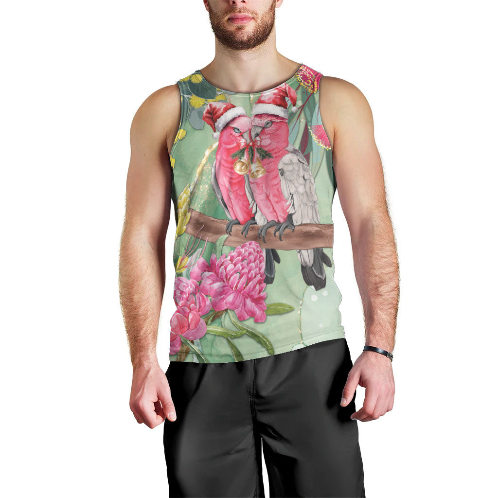 Australia Galah Birds Couple Christmas Men Tank Top Mint Glaze
