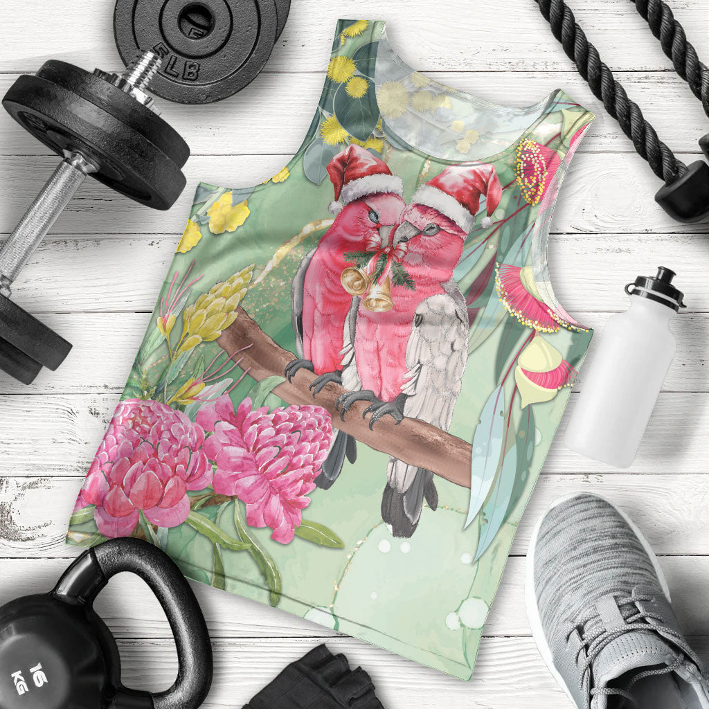 Australia Galah Birds Couple Christmas Men Tank Top Mint Glaze