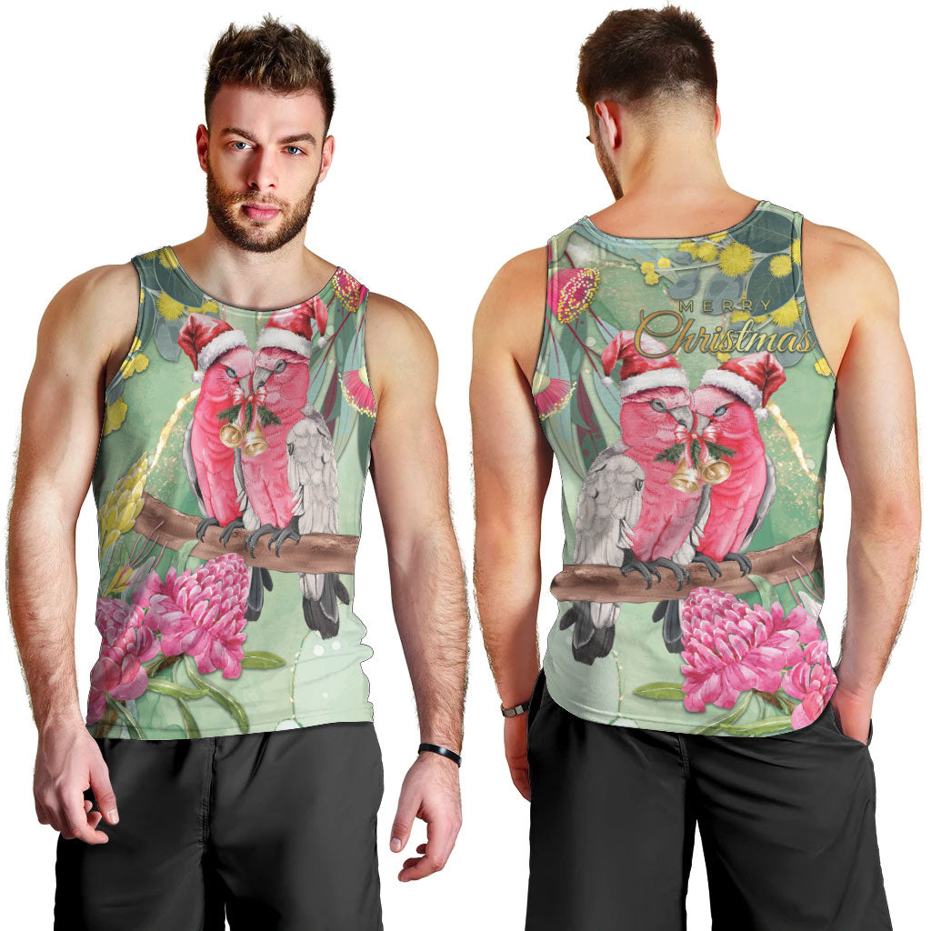 Australia Galah Birds Couple Christmas Men Tank Top Mint Glaze