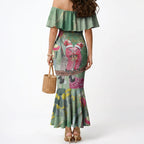Australia Galah Birds Couple Christmas Mermaid Dress Mint Glaze
