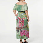 Australia Galah Birds Couple Christmas Off Shoulder Maxi Dress Mint Glaze