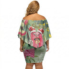 Australia Galah Birds Couple Christmas Off Shoulder Short Dress Mint Glaze