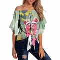 Australia Galah Birds Couple Christmas Off Shoulder Wrap Waist Top Mint Glaze