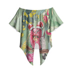 Australia Galah Birds Couple Christmas Off Shoulder Wrap Waist Top Mint Glaze