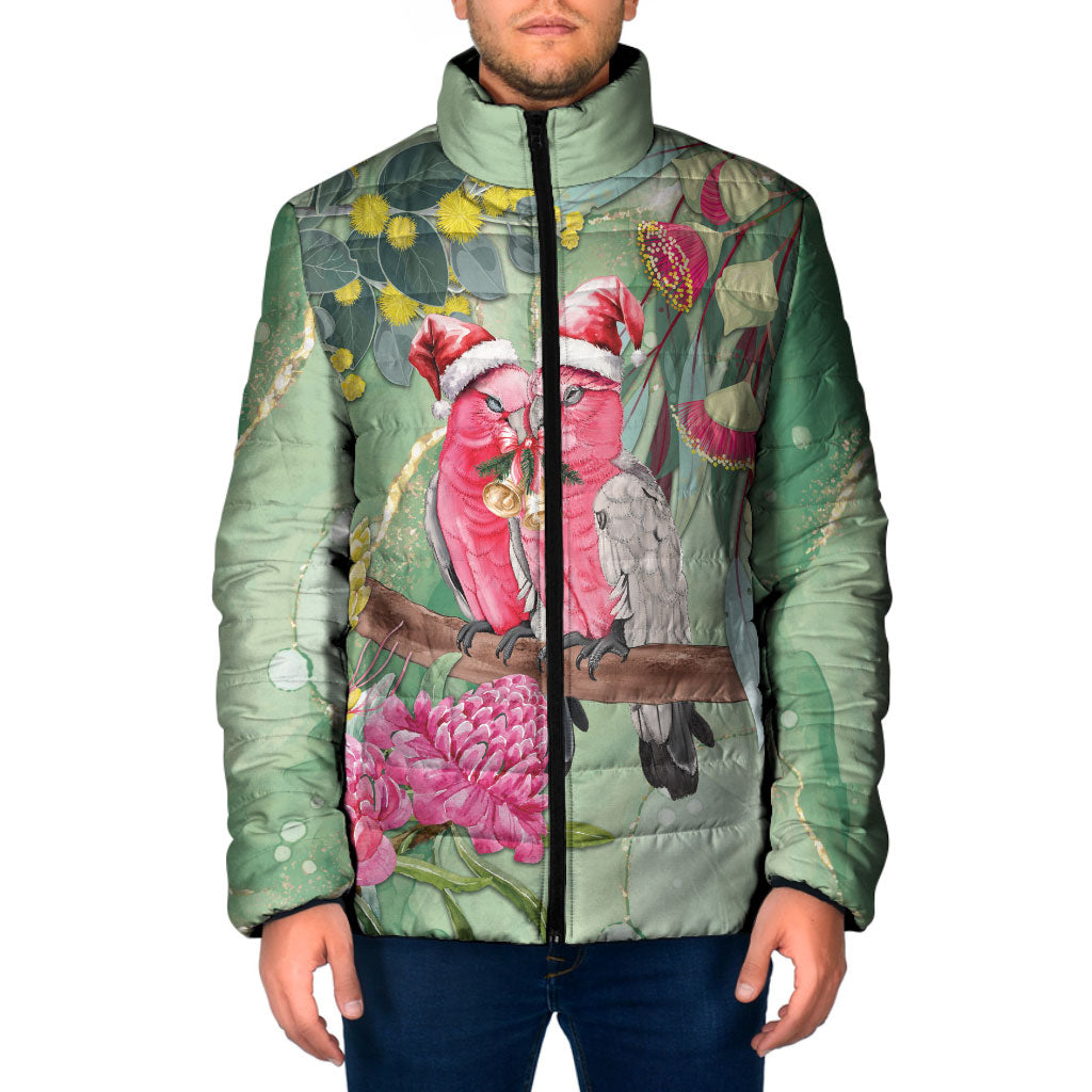 Australia Galah Birds Couple Christmas Padded Jacket Mint Glaze