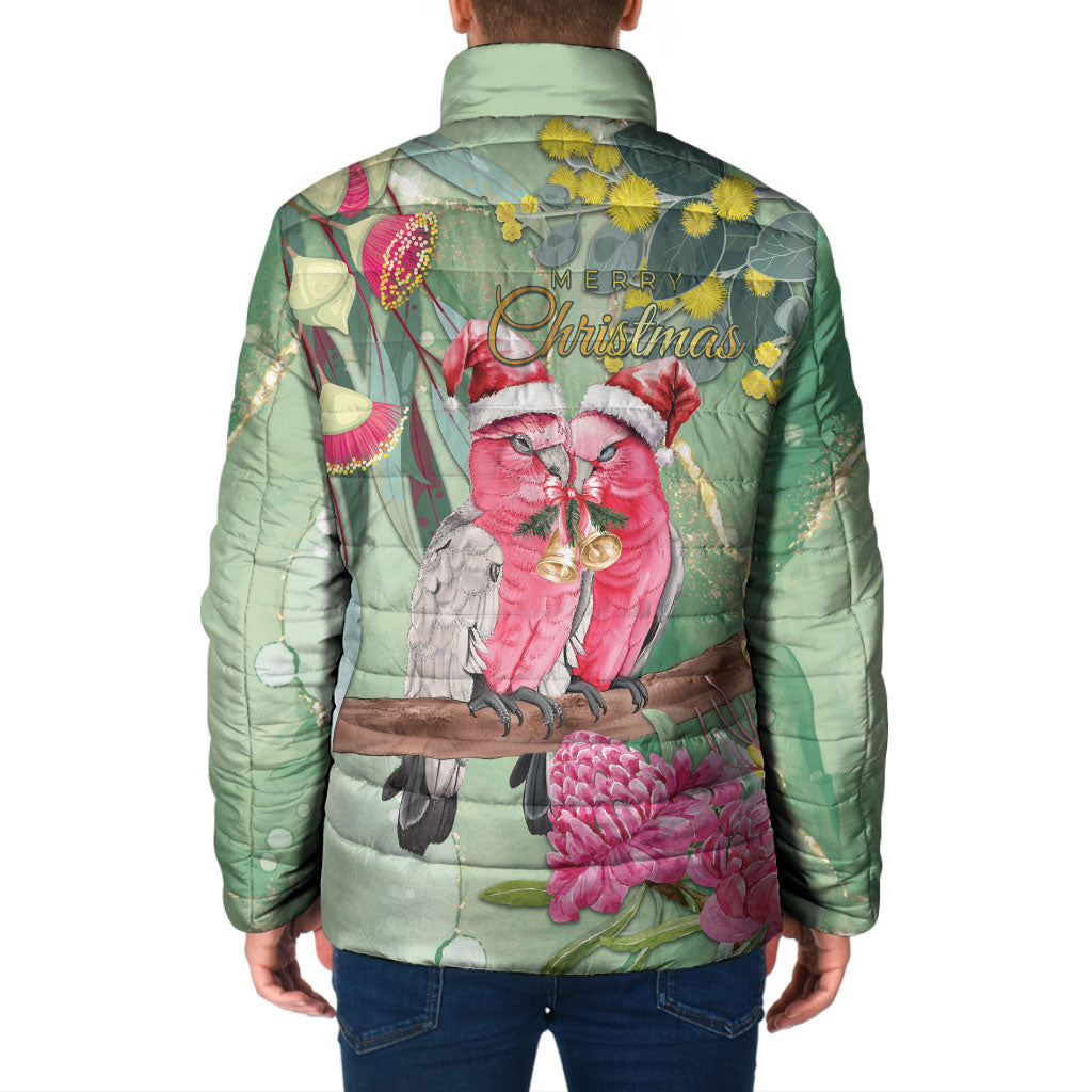 Australia Galah Birds Couple Christmas Padded Jacket Mint Glaze