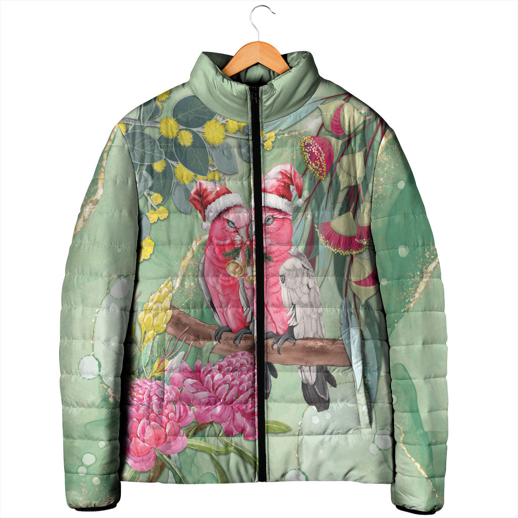 Australia Galah Birds Couple Christmas Padded Jacket Mint Glaze
