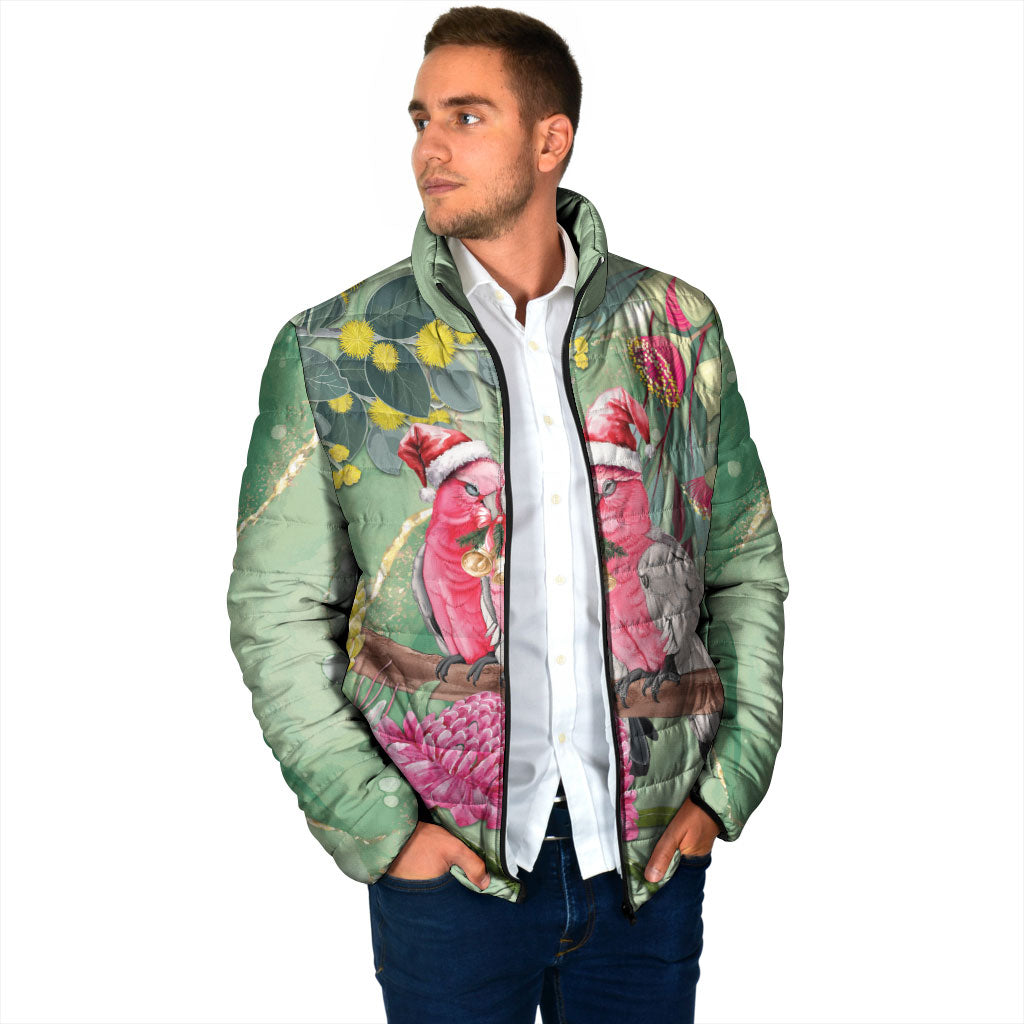 Australia Galah Birds Couple Christmas Padded Jacket Mint Glaze