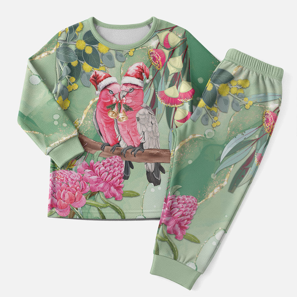 Australia Galah Birds Couple Christmas Pajama Set Mint Glaze