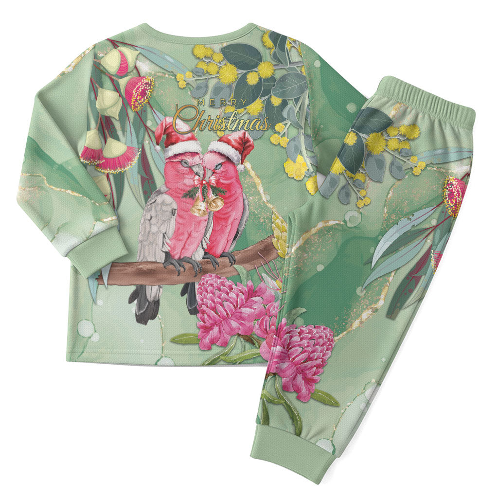 Australia Galah Birds Couple Christmas Pajama Set Mint Glaze