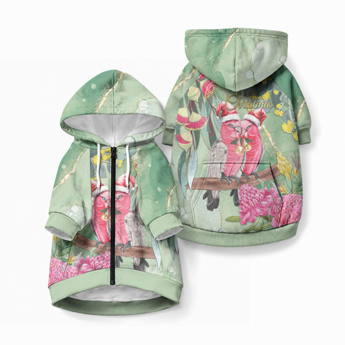 Australia Galah Birds Couple Christmas Pet Hoodie Mint Glaze