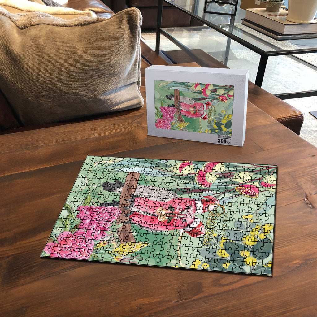 Australia Galah Birds Couple Christmas Puzzle Mint Glaze