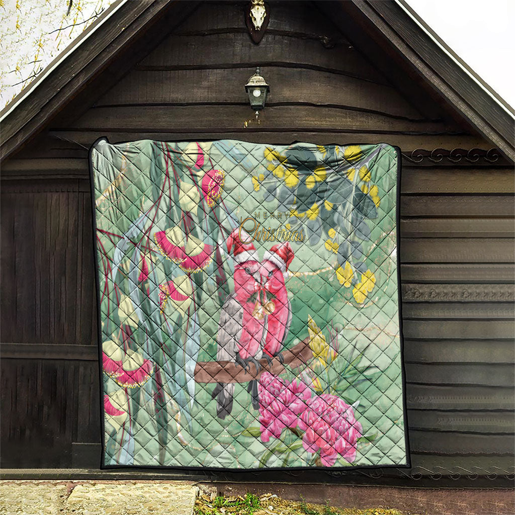 Australia Galah Birds Couple Christmas Quilt Mint Glaze