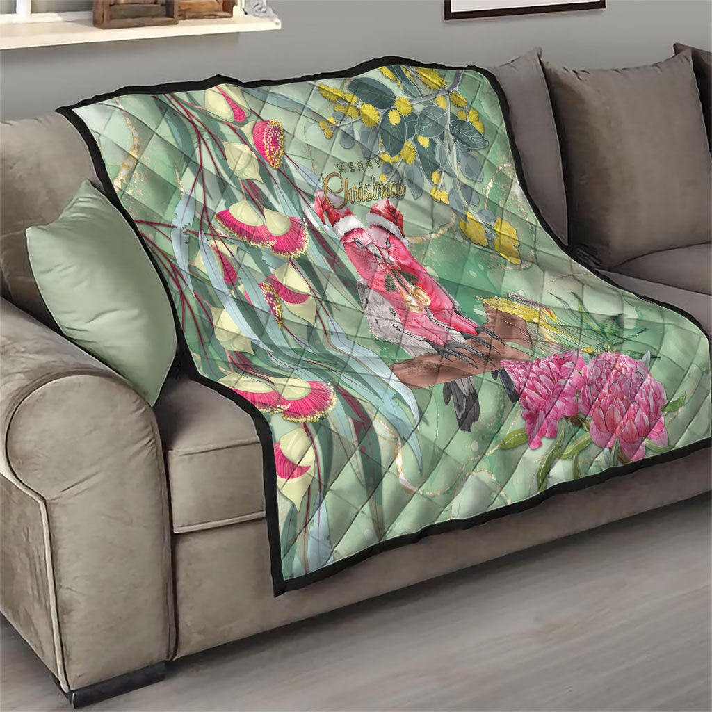 Australia Galah Birds Couple Christmas Quilt Mint Glaze