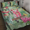 Australia Galah Birds Couple Christmas Quilt Bed Set Mint Glaze