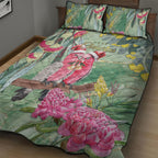 Australia Galah Birds Couple Christmas Quilt Bed Set Mint Glaze