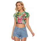 Australia Galah Birds Couple Christmas Raglan Cropped T Shirt Mint Glaze