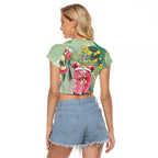 Australia Galah Birds Couple Christmas Raglan Cropped T Shirt Mint Glaze
