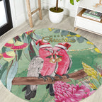 Australia Galah Birds Couple Christmas Round Carpet Mint Glaze