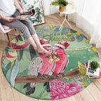 Australia Galah Birds Couple Christmas Round Carpet Mint Glaze