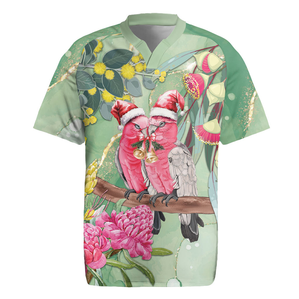 Australia Galah Birds Couple Christmas Rugby Jersey Mint Glaze