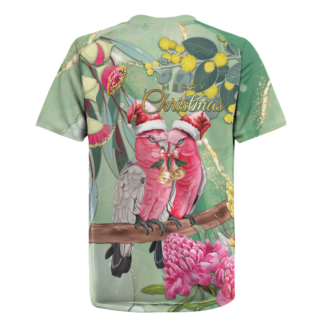Australia Galah Birds Couple Christmas Rugby Jersey Mint Glaze