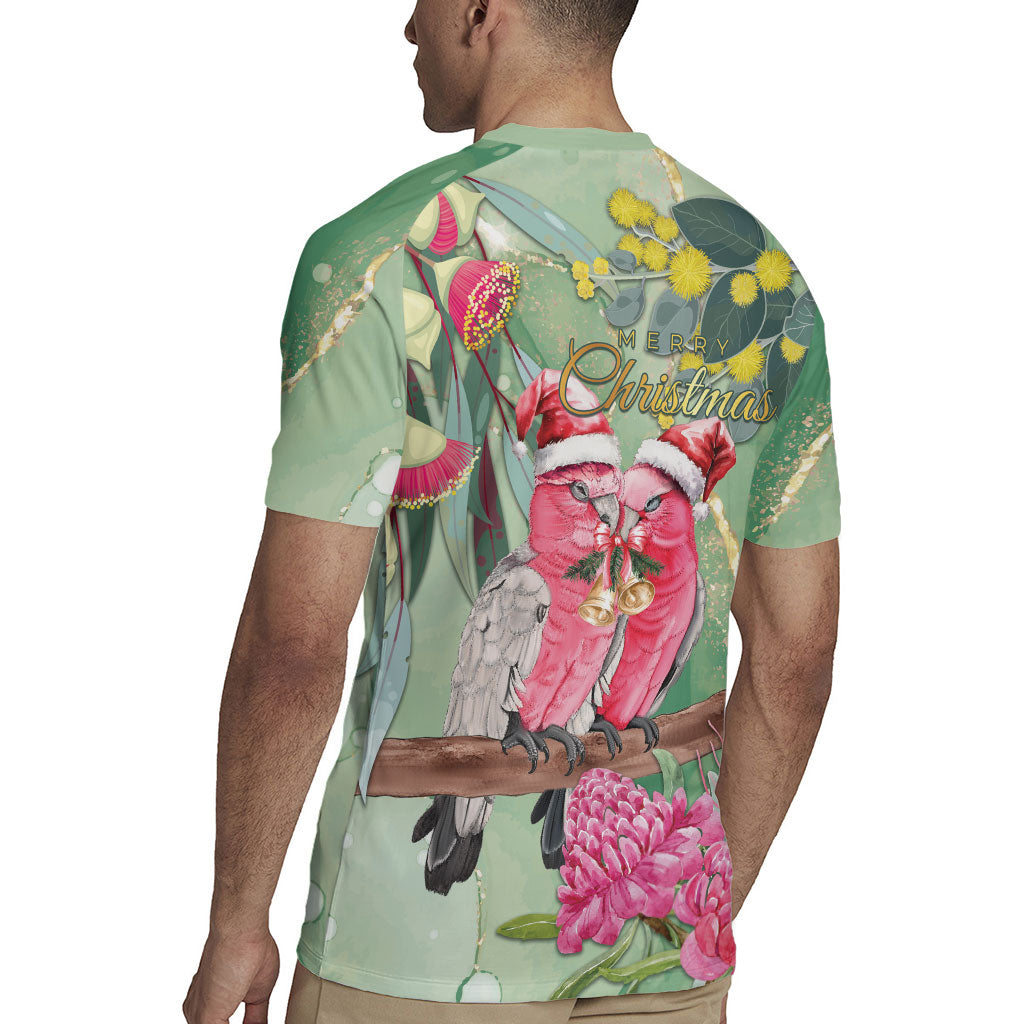Australia Galah Birds Couple Christmas Rugby Jersey Mint Glaze