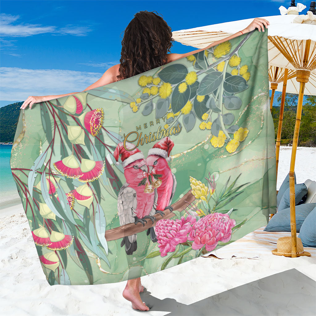 Australia Galah Birds Couple Christmas Sarong Mint Glaze