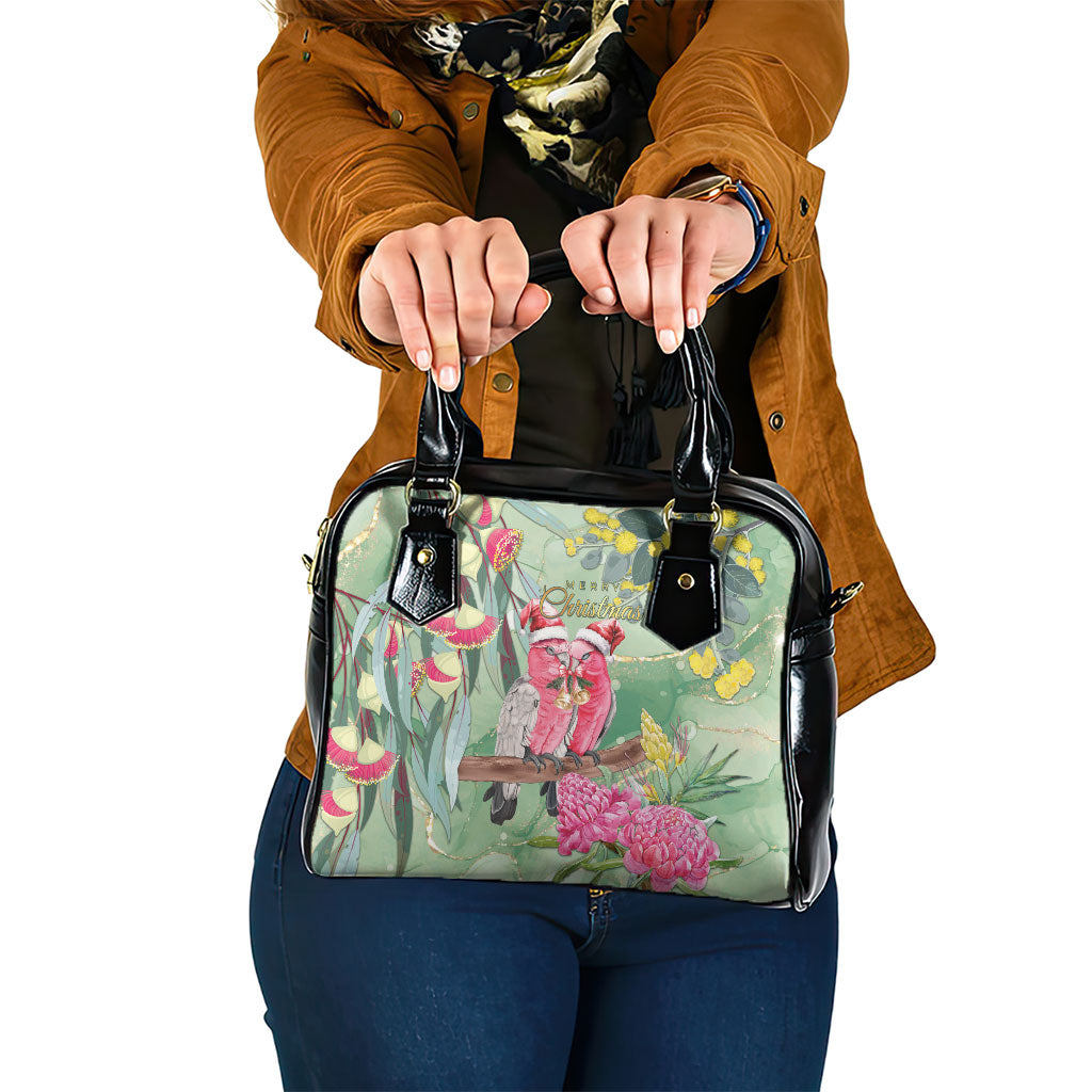 Australia Galah Birds Couple Christmas Shoulder Handbag Mint Glaze